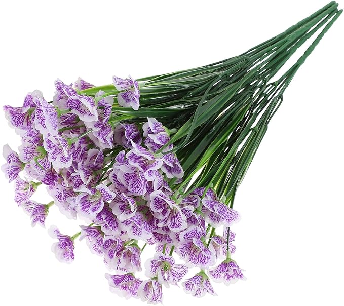 Beavorty Simulation Bouquet Artificial Orchid Flower Bunch UV Resistant White 6pcs Decorative Floral Arrangement for Wedding Living Room Home Decor