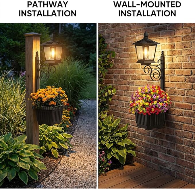 2-in-1 Solar Lamp Post with Planter, Illuminate Your Garden: Solar Post Light with Integrated Planter Box, Waterproof Outdoor Garden Solar Flower Pot Lamp for Lawn, Patio, Porch, Yard Decor (1pc)