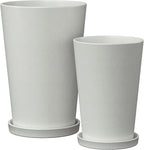 Bamworld Plant Pots Planters for Indoor Plants Flower Pots with Drainage Holes 5.5/6.5 Inch Set of 2 Plastic Planters for Outdoor Plants Garden Pots for Office Room Home Decor White