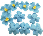 10 PCS 3D Flower Ceramic Tiles,1.6" Handmade Procelain Ceramic Flowers for Artwork,Fish Tank,Vases,Living Room, Dining Table,Office, Home Floral Decor (Single-Flowered Blue)