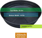 20 Inch Extra Large Plant Saucers, Extra-Deep 3.7 in Black Drip Trays for Flower Pot, Heavy Duty Drainage Tray Indoors No Holes, 3 Pack Plastic Planter Plate Water Catcher for Pots Base 16 17 18 in