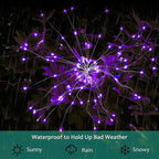 JJGoo Solar Firework Lights, 2 Pack 150 LEDs 2 Lighting Modes Solar Lights Outdoor Waterproof for Garden Patio Walkway Pathway Party Wedding Christmas Decorative - Purple