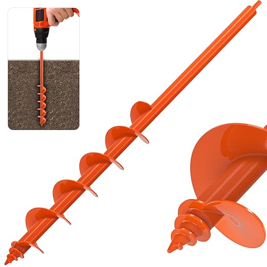 Insaga Auger Drill Bit for Planting 3''x32'' Garden Earth Auger 3mm Thicker Drill Augers for Digging Holes Heavy Duty Auger Post Hole Digger for Bulb, Flowers, Plants - Fits 3/8" Hex Drive Drill