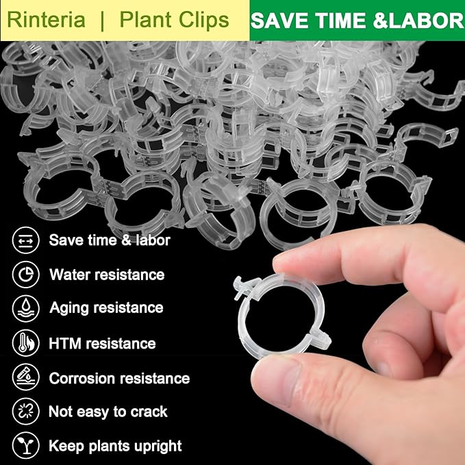 Tomato Clips for Climbing Plants 100 Pack, Plant Support Clips & Garden Clips for Vegetables Vine, Clear Reusable Plastic Plant Clips Indoor Outdoor Gardening