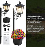 2-in-1 Solar Lamp Post Light with Planter, IP65 Waterproof Auto On Off with Artificial Flowers, Wall Mount Freestanding for Porch Planters with Flowers, Garden Patio Yard