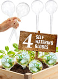 Plant Watering Globes Plastic Set of 4 - Automatic Plant Waterer Set for Indoor and Outdoor Plant Watering - Self Watering Planter Insert System with Plastic Watering Bulbs (4 pcs, Globes)
