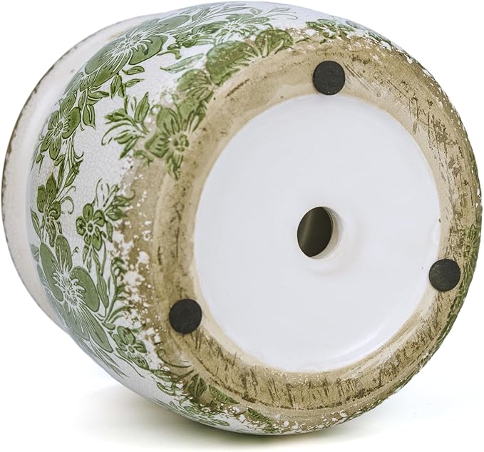 Dosayes Flower Pot,Vintage Ceramic Pot for Planter with Drainage Holes, 6.29 inch Ice Crack Glazed Indoor Planters Pot for Indoor,Tucan Home Decor,Gardening Gifts,Green (Traditional)
