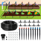 Maotong 55ft Drip Irrigation System Kit, Garden Watering System DIY Automatic Irrigation Equipment Set for Lawn Raised Bed Greenhouse Plant Watering with 1/4'' Tubing, Drip Emitters, Connectors