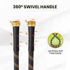 Giraffe Tools Garden Hose 100FT Non-Expandable Lightweight Flexible Water Hoses Burst 600 psi with 9 Spray Function Nozzle Heavy Duty Hose