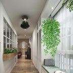 Fake Hanging Plants Decoration, PASYOU Artificial Vine Ivy Sweet Potato Leaves Plastic Foliage Vines, UV Resistant Greenery Flowers for Indoor Outdoor Home Garden Wall Wedding Party Table Green 4 Pack