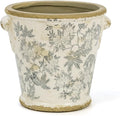 Dosayes Vintage Ceramic Flower Pot with Drainage Holes and Handle,Ice Crack Country Rustic Planters for Indoor Outdoor,Tuscan Decor,Home and Garden Decor,Gardening Present