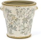 Dosayes Vintage Ceramic Flower Pot with Drainage Holes and Handle,Ice Crack Country Rustic Planters for Indoor Outdoor,Tuscan Decor,Home and Garden Decor,Gardening Present