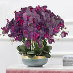 FagusHome 32 Inch Artificial Phalaenopsis Flowers 6 Pcs Artificial Orchid Flowers Stem Plants for Home Décor (Dark Purple)