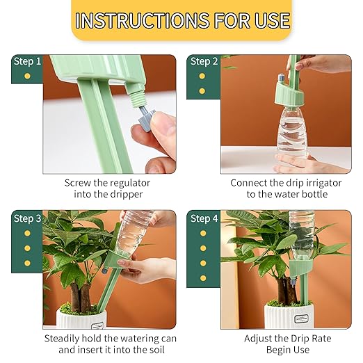 Doneace Self Watering Spikes, Auto Plant Watering Devices with Adjustable Drip Valve, Self Watering Planter Insert for Indoor Outdoor Potted Plants Waterer 12 Pcs Set