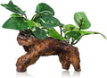 Artificial Aquarium Ornaments Silk Leaf Betta Fish Tank Decoration Driftwood Cave Decor for Reptiles Plants Driftwood Accessories