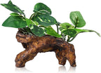 Artificial Aquarium Ornaments Silk Leaf Betta Fish Tank Decoration Driftwood Cave Decor for Reptiles Plants Driftwood Accessories