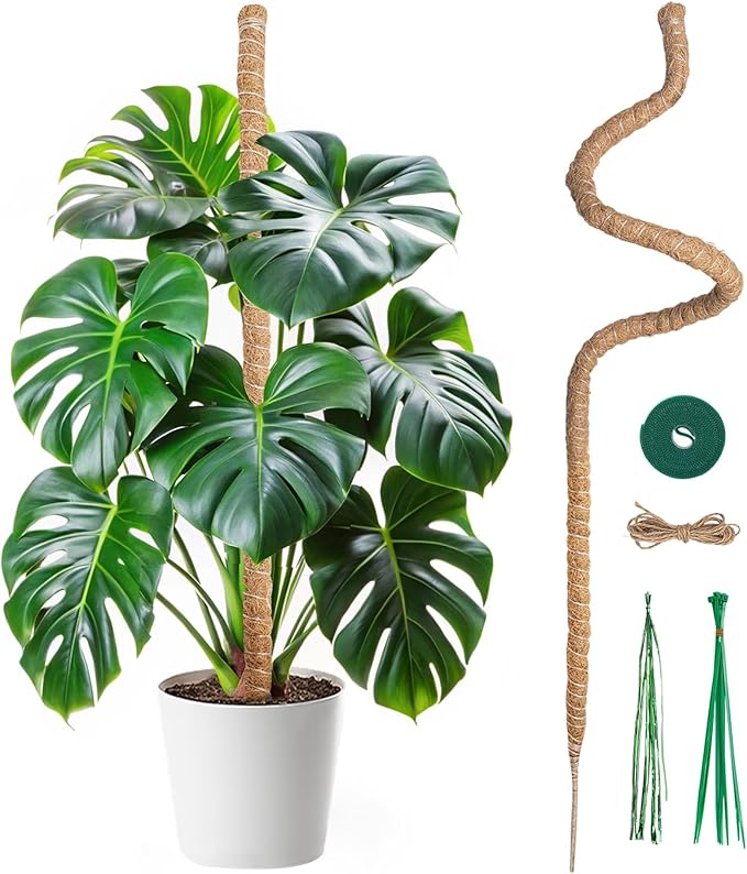 Mcbazel 47'' Bendable Moss Pole Monstera Plant Support for Climbing Indoor Plants - Tall Coir Plant Support Stake with 7mm Strong Aluminum Core for Houseplants - Accessories for Monstera Pot