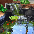 Pool Fountain,Acrylic Waterfall Spillway Pond Fountain,Includes Waterfall Box,Filter Media,Pipe Connector,12 Inches Black Pool Water Feature for Garden Patio,Backyard Koi Pond Decor