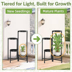 iDavosic.ly Plant Stand Indoor Outdoor, 4 Tier Corner Metal Flower Display Holder Shelf, Folding Tall Orchid Rack for Patio Balcony Porch Garden Living Room House, Black
