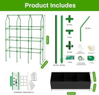 Large Cucumber Trellis with Grow Bag, 65" Tall Metal Garden Trellis for Climbing Plants Outdoor, Reusable Cucumber Trellis for Raised Bed with Netting for Tomatoes, Peas, Grapes Plant Support