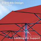 SUPERJARE 15FT Outdoor Umbrella for Patio, Double sided Pool Umbrellas with Fade Resistant Canopy, Large Table Umbrella for Deck, Market, Backyard - Burgundy(No Base)