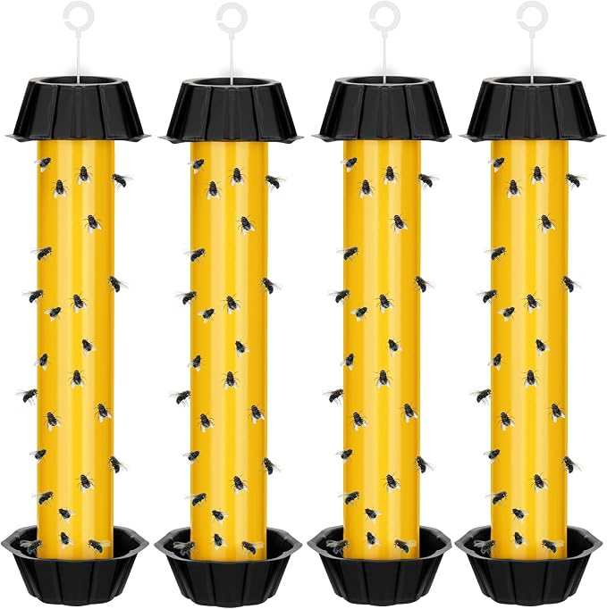Qualirey Fly Traps for Indoor Outdoor Hanging Fruit Fly Stick Trap Sticky Mosquito for Home Insect 10 x 2.5 Inches(Yellow,4 Pcs)