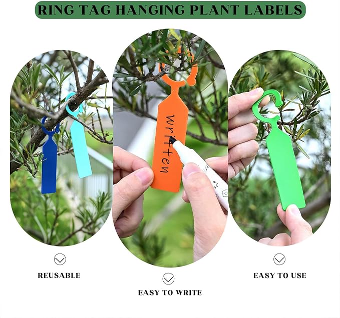 Plant Tags GVKES 200PCS, Thick Waterproof Plant Labels, Weather Resistant Tree Tags Garden Markers for Indoor Outdoor Gardening, Potted Plants, Vegetables, Greenhouse (Orange)