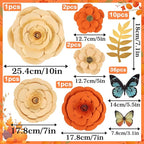 PAPER JAZZ Spring Artifical Paper Flowers Decorations for Wall, Orange Bulletin Board Decorations for Classroom, Flower Window Clings for Wedding Party,Tea,Baby Shower.