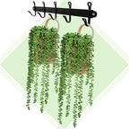 Umigy 2 Pack Wall Hanging Rope Baskets with 4 Pcs Faux Strings of Pearls Plant Jute Hanging Basket with Artificial Succulents for Porch Living Room Bedroom Entryway Patio Outdoor Decoration