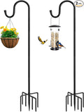 ANIDEER 72" Shepherds Hooks for Outdoor, Heavy Duty Bird Feeder Pole with 7 Base Prongs, Adjustable Garden Hanging Holder for Bird Feeders, Solar Light Lanterns, Garden Plant Hanger Stands, 2 Packs