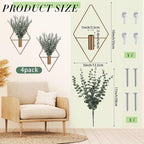 Jexine 4 Pcs Hanging Planters with Artificial Eucalyptus Metal Hanging Vase Indoor Plants Holder Modern Geometric Boho Bathroom Wall Decor for Living Room Home Office (Eucalyptus,Bronze)