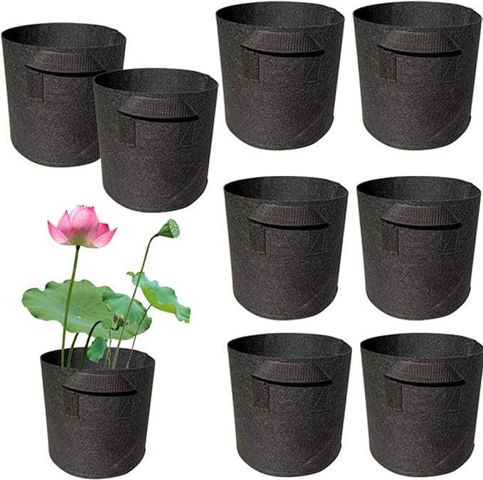 8Pack Lily Plant Pots for Pond, Thickened Nonwoven Plant Fabric Pots with Handles, Durable Breathe Reusable Fabric Plant Bags for Aquatic Plants, Potato, Carrot, Onion, Flower