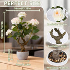 TOARTi Artificial Camellia Potted Plant with Stone Pot, 20" Tall Fake Potted Flowers Faux Desk Plant, Realistic Decorative Plants Indoor Decor for for Home Bedroom Bathroom Office Desk