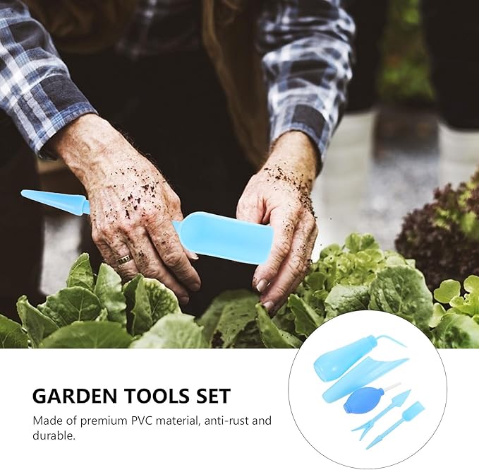 Garden Tool Set for Succulent and Bonsai Planting, 5pcs Crystal Blue Gardening Accessories Kit with Transplanting Shovel and Hand Tools for Indoor and Outdoor Plant Care