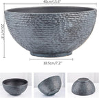 Sungmor Large Garden Bowl Planter Water Plant Pot, Miniature Landscaping Succulent Planter, 15.6 Inch Marble Texture Water Lily Pots, Small Fountain Base Mini Fish Pond Bird Bath