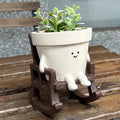 Cute Plant Pots Large Smily Face Planter Pot Resin Flower Head Planters for Indoor Outdoor Plants Unique Sit Rocking Chair Succulent Pot with Drainage Hole Best Gift for Mother and Plant Lovers