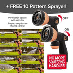 Pocket Hose 100 FT Copper Bullet Expandable Garden Hose w/10 Pattern Thumb Spray Nozzle AS SEEN ON TV 650psi 3/4 in Patented Lead-Free Ultra-Lightweight Solid Copper Anodized Aluminum