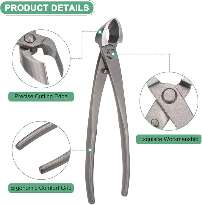 M METERXITY Bonsai Tool - 8.3 Inch High Carbon Steel Concave Cutter, Bonsai Tree Plants Modeling Tools, Applying to Gardening Pruning Knobs/Branches (210mm, Gray)