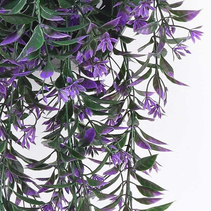 PASYOU Artificial Ivy, Hanging Vine Plastic Plants Grass Leaves Foliage Vines, UV Resistant Greenery Fake Flowers for Home Indoor Outdoor Garden Door Wall Wedding Party DIY Decoration - Purple 2 Pack