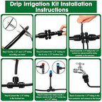Drip Irrigation Kit, Flantor 190FT Greenhouse Drip Irrigation System Adjustable Garden Watering System with 1/2" & 1/4" Irrigation Tubing, Patio Misting Plant Watering System for Garden and Lawn