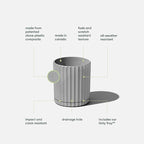Veradek Demi Series Demi 6" Planter w/Tray, Grey