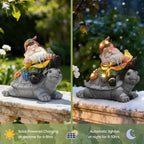 Solar Gnome Statue Outdoor Decor,Gnome on Turtle Figurines with LED Light for for Fairy Garden Yard Balcony Lawn Christmas Housewarming for Women Mom Grandma