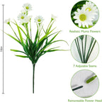 obbsie 12 Bundles Artificial Daisies Flowers Outdoor UV Resistant Fake Silk Daisy Mums Flowers No Fade Faux Greenery Plants for Home Wedding Garden Window Box Outdoor Planters Spring Decor - White