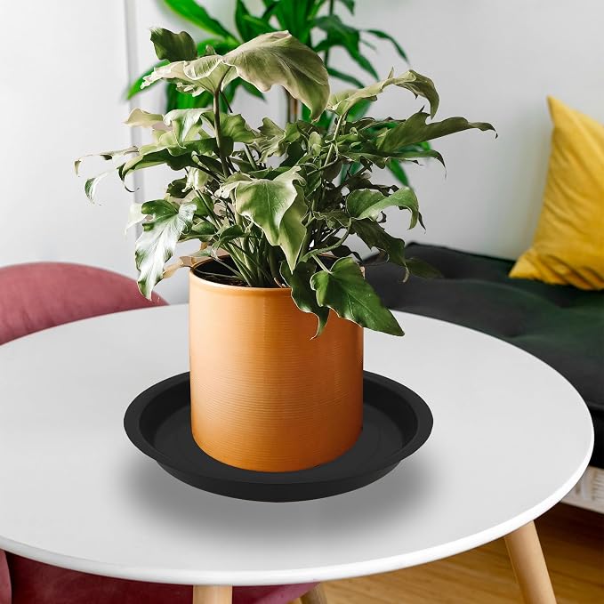 12 Pcs 6 Inch Round Plant Saucers for Less 5 Inch Pot Indoors Outdoors Plant Trays for Pots Planter Saucer Plastic Drip Tray Planter Water Tray (Black, 6"(12pcs))