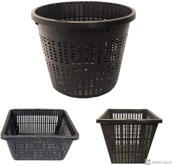 Small Water Garden Pond Aquatic Plastic Mesh Planting Basket Kit, Variety of 8 Pond Plant or Flower Planter Pots for Aquaponics, Hydroponics Slotted Mesh | Value 8 Pack