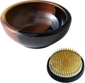 Wazakura Minoyaki Series Japanese Ikebana Essential Tool Kit with Small Round Ceramic Flower Vase and Kenzan Pin Frog for Floral Arranging - Black & Red Kenzan + 2in (61mm) Brass Kenzan