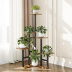 Corner Plant Stand Indoor, 6 Tiered Corner Plant Shelf Flower Stand for Multiple Plants, Plant Shelves Organizer Rack for Living Room, Balcony, Patio, Garden, Square Rustic Brown