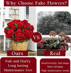 6 Bundles Artificial Geranium Flowers for Outdoors, Realistic Silk Geraniums Fake Flowers UV Resistant Faux Plants for Porch Front Door Planter Patio Balcony Outside Decor (Red)