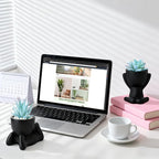 ALAGIRLS 3pcs Fake Blue Succulents Plant Sets,Plastic Artificial Plant Decor Indoor Small Potted Faux Succulents for Bathroom Living Room Office