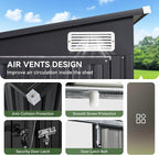Aoxun 7.5'x4' Triple Door Shed Outdoor Storage Shed with Three Lockable Door Metal Storage Cabinet with Slopping Roof for Tools Bicycles Storage for Garden, Backyards (Black)